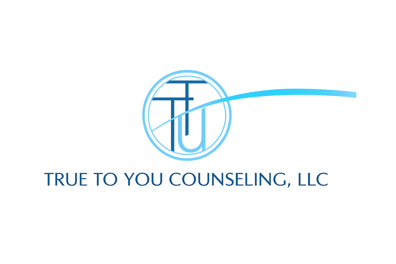 Logo for True To You Counseling, LLC with a blue design.